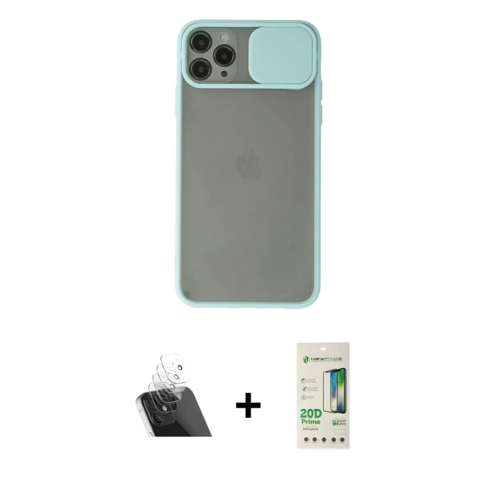 MARSİLYAN™- iPhone 11 Pro Max Kılıf Vadi Çizgi - Siyah 20D Premium Cam Ekran Koruyucu + Kamera Lens Koruma Cam - SF