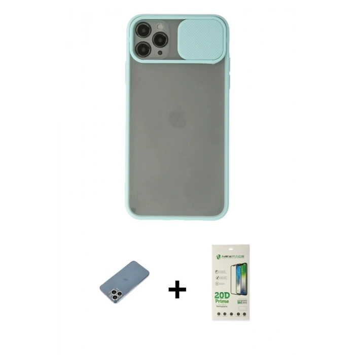 MARSİLYAN™- iPhone 11 Pro Max Kılıf Vadi Çizgi - Siyah 20D Premium Cam Ekran Koruyucu + Shine Kamera Lens Koruma Cam - GS