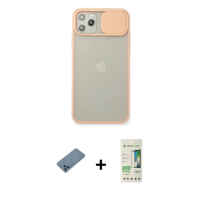 MARSİLYAN™- iPhone 11 Pro Max Kılıf Vadi Çizgi - Siyah 20D Premium Cam Ekran Koruyucu + Shine Kamera Lens Koruma Cam - MI