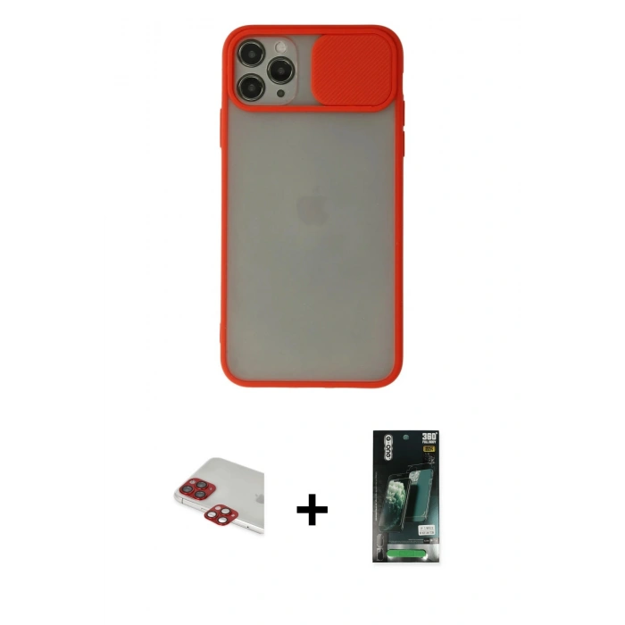 MARSİLYAN™- iPhone 11 Pro Max Kılıf Vadi Çizgi - Siyah 360 Mat Full Body Arka Koruyucu + Pers Alüminyum Kamera Lens - KI