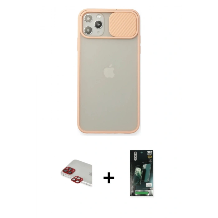MARSİLYAN™- iPhone 11 Pro Max Kılıf Vadi Çizgi - Siyah 360 Mat Full Body Arka Koruyucu + Pers Alüminyum Kamera Lens - KI