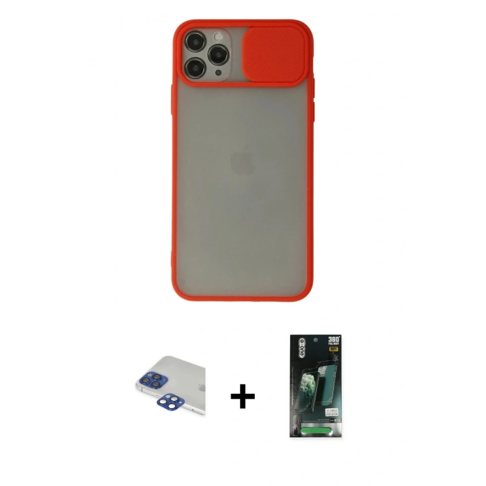 MARSİLYAN™- iPhone 11 Pro Max Kılıf Vadi Çizgi - Siyah 360 Mat Full Body Arka Koruyucu + Pers Alüminyum Kamera Lens - LT