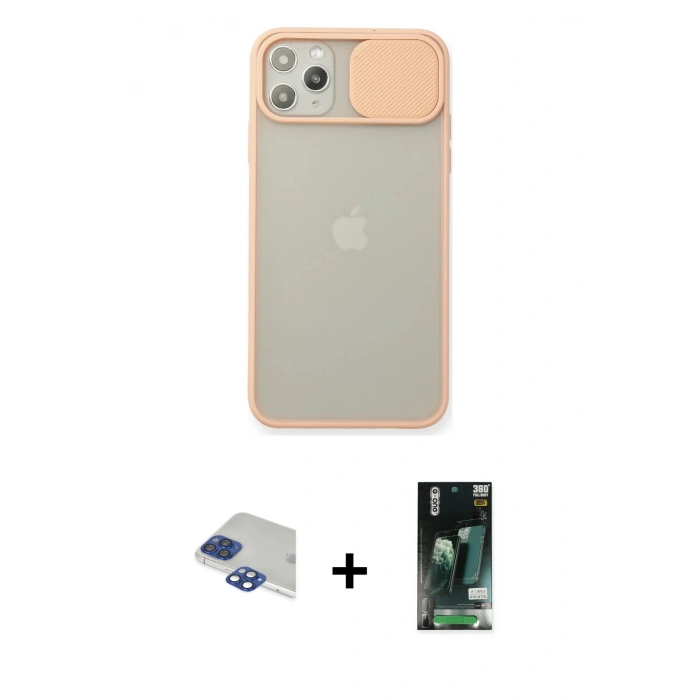 MARSİLYAN™- iPhone 11 Pro Max Kılıf Vadi Çizgi - Siyah 360 Mat Full Body Arka Koruyucu + Pers Alüminyum Kamera Lens - LT