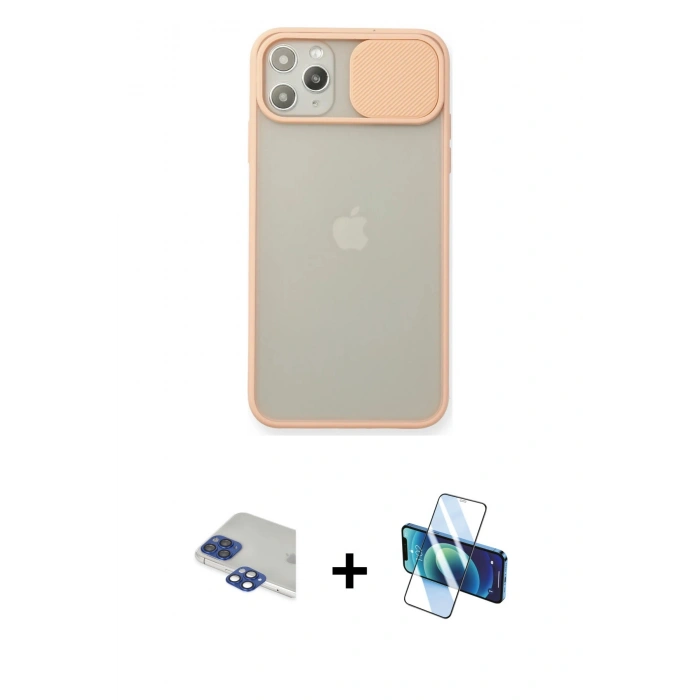 MARSİLYAN™- iPhone 11 Pro Max Kılıf Vadi Çizgi - Siyah 3D Antistatik Seramik Nano Ekran Koruyucu + Pers Alüminyum Kamera Lens - LT