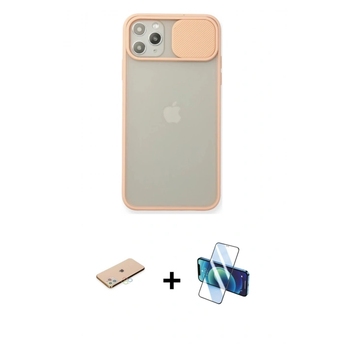 MARSİLYAN™- iPhone 11 Pro Max Kılıf Vadi Çizgi - Siyah 3D Antistatik Seramik Nano Ekran Koruyucu + Renkli Kamera Lens Koruma Cam - MI