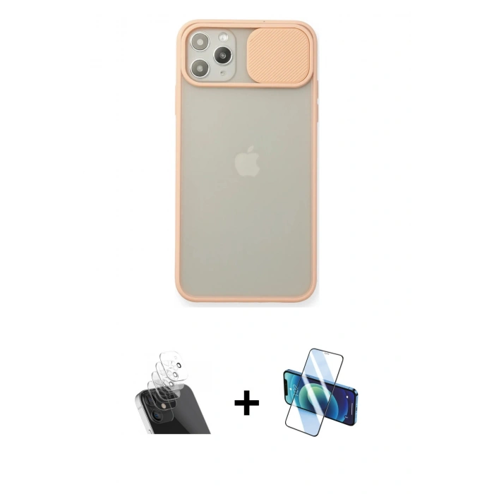 MARSİLYAN™- iPhone 11 Pro Max Kılıf Vadi Çizgi - Siyah 3D Antistatik Seramik Nano Ekran Koruyucu + Şeffaf Kamera Lens Koruma Cam
