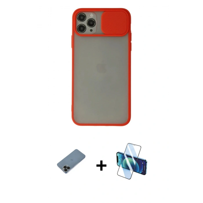 MARSİLYAN™- iPhone 11 Pro Max Kılıf Vadi Çizgi - Siyah 3D Antistatik Seramik Nano Ekran Koruyucu + Shine Kamera Lens Koruma Cam - SH