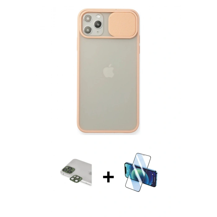 MARSİLYAN™- iPhone 11 Pro Max Kılıf Vadi Çizgi - Siyah 3D Antistatik Seramik Nano Ekran Koruyucu + Pers Alüminyum Kamera Lens - YL