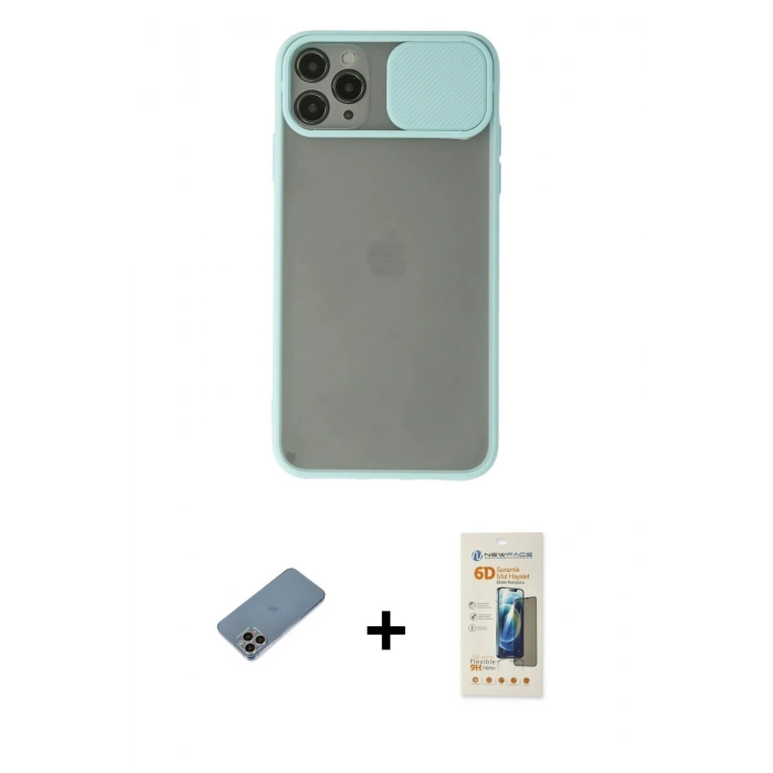 MARSİLYAN™- iPhone 11 Pro Max Kılıf Vadi Çizgi - Siyah 6D Mat Seramik Hayalet Nano Ekran Koruyucu + Shine Kamera Lens Koruma Cam - GI