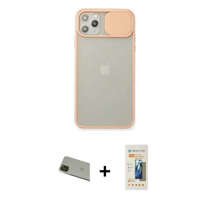 MARSİLYAN™- iPhone 11 Pro Max Kılıf Vadi Çizgi - Siyah 6D Mat Seramik Hayalet Nano Ekran Koruyucu + Rainbow Kamera Lens Koruma Cam - YL