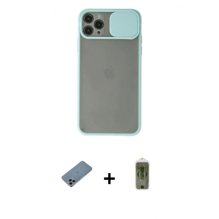 MARSİLYAN™- iPhone 11 Pro Max Kılıf Vadi Çizgi - Siyah Joko Magic 5D Hayalet Cam + Shine Kamera Lens Koruma Cam - GI