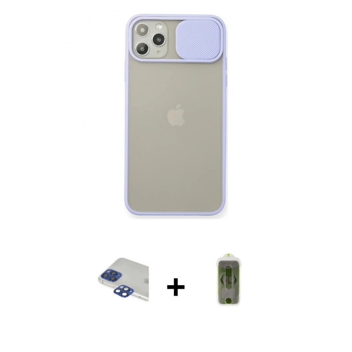 MARSİLYAN™- iPhone 11 Pro Max Kılıf Vadi Çizgi - Siyah Joko Magic 5D Hayalet Cam + Pers Alüminyum Kamera Lens - LT