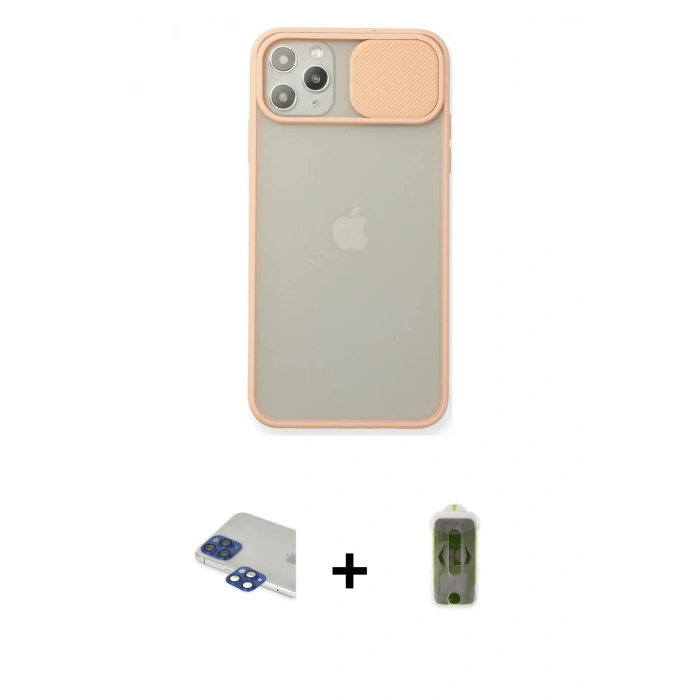 MARSİLYAN™- iPhone 11 Pro Max Kılıf Vadi Çizgi - Siyah Joko Magic 5D Hayalet Cam + Pers Alüminyum Kamera Lens - LT