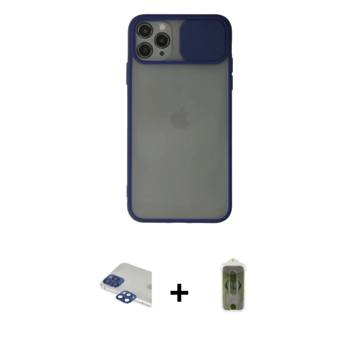 MARSİLYAN™- iPhone 11 Pro Max Kılıf Vadi Çizgi - Siyah Joko Magic 5D Hayalet Cam + Pers Alüminyum Kamera Lens - LT