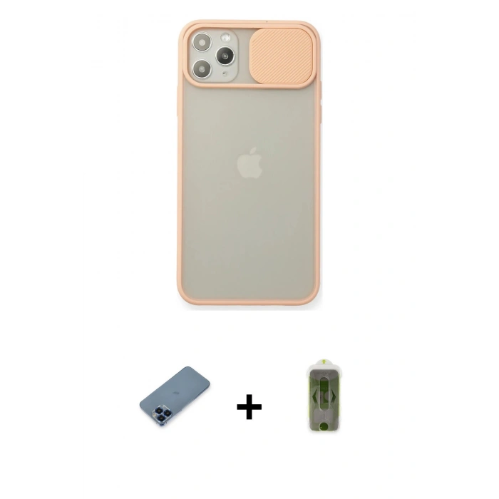 MARSİLYAN™- iPhone 11 Pro Max Kılıf Vadi Çizgi - Siyah Joko Magic 5D Hayalet Cam + Metal Kamera Lens Koruma Cam - MI