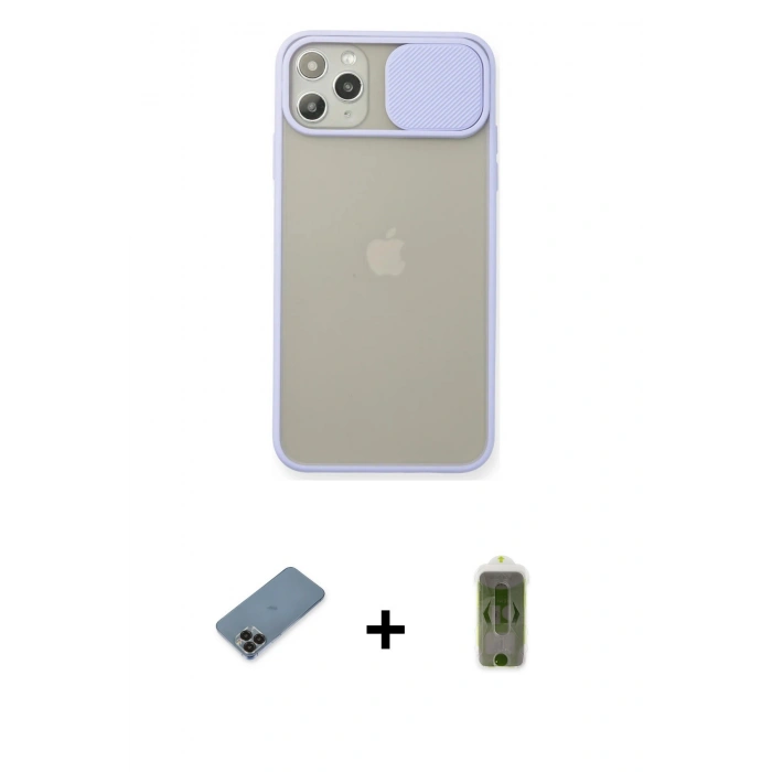 MARSİLYAN™- iPhone 11 Pro Max Kılıf Vadi Çizgi - Siyah Joko Magic 5D Hayalet Cam + Metal Kamera Lens Koruma Cam - SH