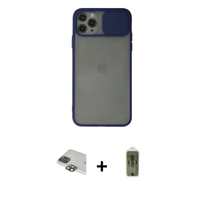 MARSİLYAN™- iPhone 11 Pro Max Kılıf Vadi Çizgi - Siyah Joko Magic 5D Hayalet Cam + Pers Alüminyum Kamera Lens - YL