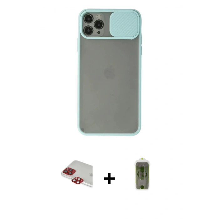 MARSİLYAN™- iPhone 11 Pro Max Kılıf Vadi Çizgi - Siyah Joko Magic 5D Hayalet Cam + Pers Alüminyum Kamera Lens - KI