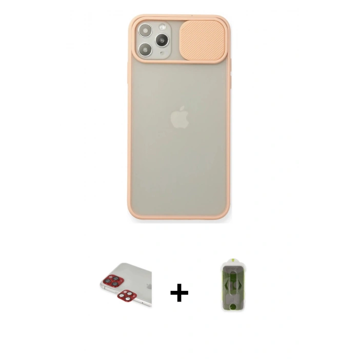 MARSİLYAN™- iPhone 11 Pro Max Kılıf Vadi Çizgi - Siyah Joko Magic 5D Hayalet Cam + Pers Alüminyum Kamera Lens - KI