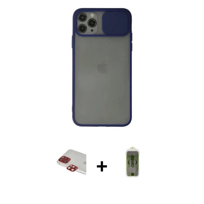 MARSİLYAN™- iPhone 11 Pro Max Kılıf Vadi Çizgi - Siyah Joko Magic 5D Hayalet Cam + Pers Alüminyum Kamera Lens - KI