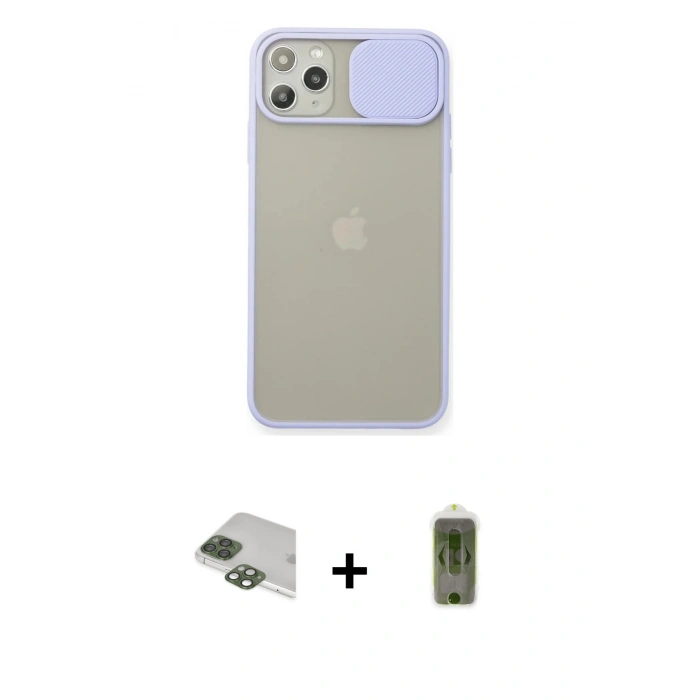 MARSİLYAN™- iPhone 11 Pro Max Kılıf Vadi Çizgi - Siyah Joko Magic 5D Hayalet Cam + Pers Alüminyum Kamera Lens - YL