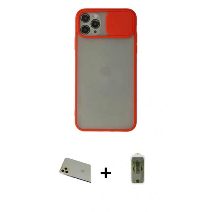 MARSİLYAN™- iPhone 11 Pro Max Kılıf Vadi Çizgi - Siyah Joko Magic 5D Hayalet Cam + Rainbow Kamera Lens Koruma Cam - GD