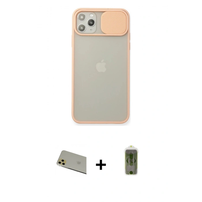 MARSİLYAN™- iPhone 11 Pro Max Kılıf Vadi Çizgi - Siyah Joko Magic 5D Hayalet Cam + Rainbow Kamera Lens Koruma Cam - GD