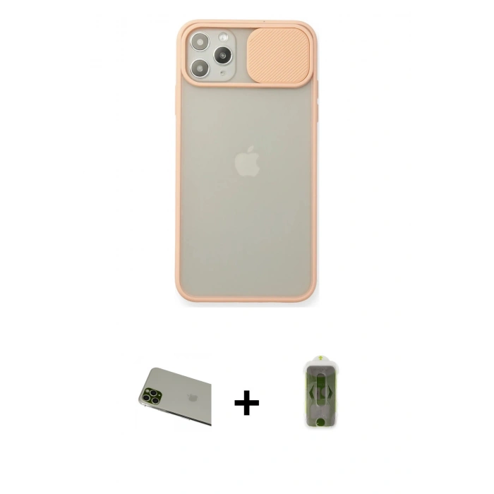 MARSİLYAN™- iPhone 11 Pro Max Kılıf Vadi Çizgi - Siyah Joko Magic 5D Hayalet Cam + Rainbow Kamera Lens Koruma Cam - YL