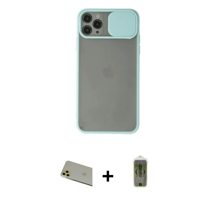 MARSİLYAN™- iPhone 11 Pro Max Kılıf Vadi Çizgi - Siyah Joko Magic 5D Hayalet Cam + Rainbow Kamera Lens Koruma Cam - GD