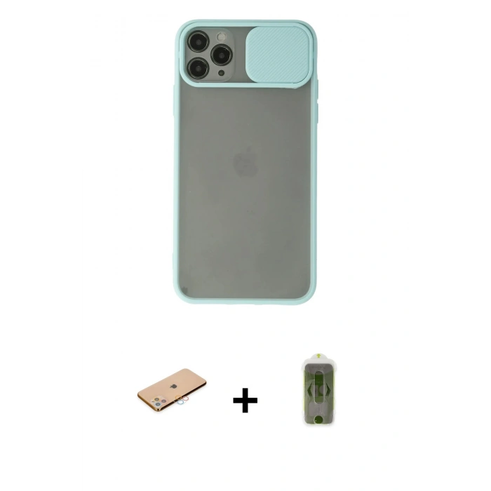 MARSİLYAN™- iPhone 11 Pro Max Kılıf Vadi Çizgi - Siyah Joko Magic 5D Hayalet Cam + Renkli Kamera Lens Koruma Cam - PE