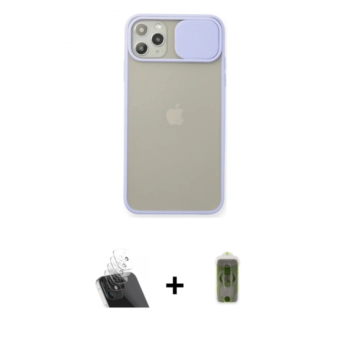 MARSİLYAN™- iPhone 11 Pro Max Kılıf Vadi Çizgi - Siyah Joko Magic 5D Hayalet Cam + Şeffaf Kamera Lens Koruma Cam