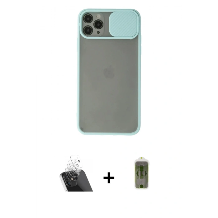 MARSİLYAN™- iPhone 11 Pro Max Kılıf Vadi Çizgi - Siyah Joko Magic 5D Hayalet Cam + Şeffaf Kamera Lens Koruma Cam