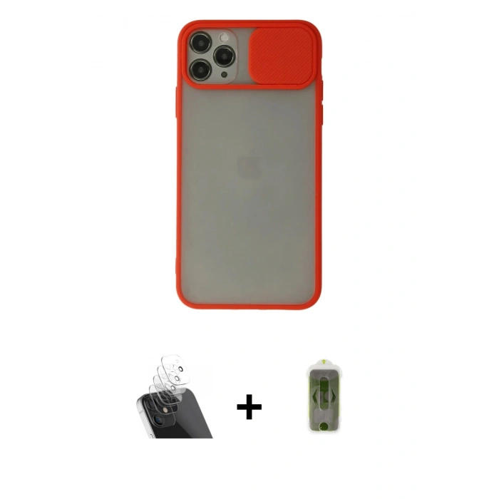 MARSİLYAN™- iPhone 11 Pro Max Kılıf Vadi Çizgi - Siyah Joko Magic 5D Hayalet Cam + Şeffaf Kamera Lens Koruma Cam