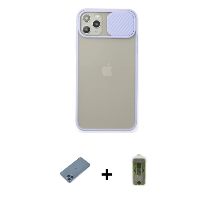 MARSİLYAN™- iPhone 11 Pro Max Kılıf Vadi Çizgi - Siyah Joko Magic 5D Hayalet Cam + Shine Kamera Lens Koruma Cam - MI