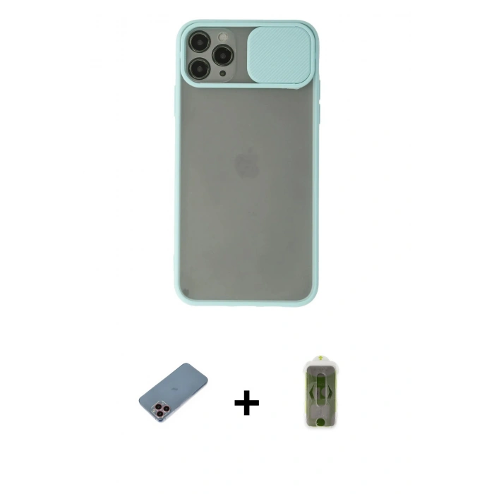 MARSİLYAN™- iPhone 11 Pro Max Kılıf Vadi Çizgi - Siyah Joko Magic 5D Hayalet Cam + Shine Kamera Lens Koruma Cam - PE