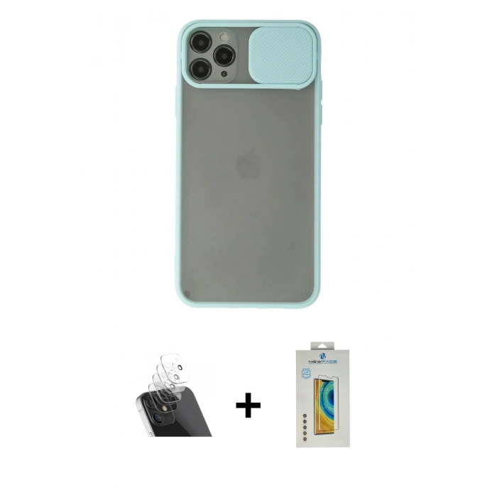 MARSİLYAN™- iPhone 11 Pro Max Kılıf Vadi Çizgi - Siyah Polymer Nano Ekran Koruyucu + Kamera Lens Koruma Cam - SF
