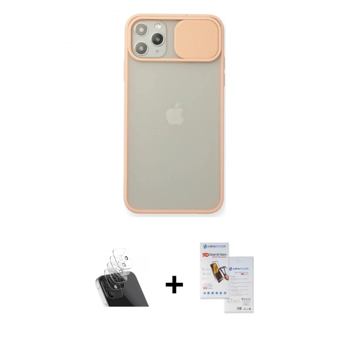 MARSİLYAN™- iPhone 11 Pro Max Kılıf Vadi Çizgi - Siyah Seramik Nano Ekran Koruyucu + Kamera Lens Koruma Cam - SF