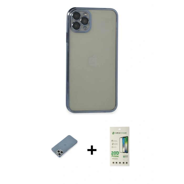MARSİLYAN™- iPhone 11 Pro Max Kılıf Vadi Minimal - Siyah 20D Premium Cam Ekran Koruyucu + Metal Kamera Lens Koruma Cam - GS