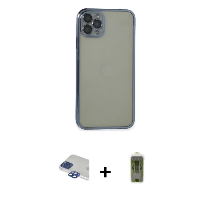 MARSİLYAN™- iPhone 11 Pro Max Kılıf Vadi Minimal - Siyah Joko Magic 5D Hayalet Cam + Pers Alüminyum Kamera Lens - LT