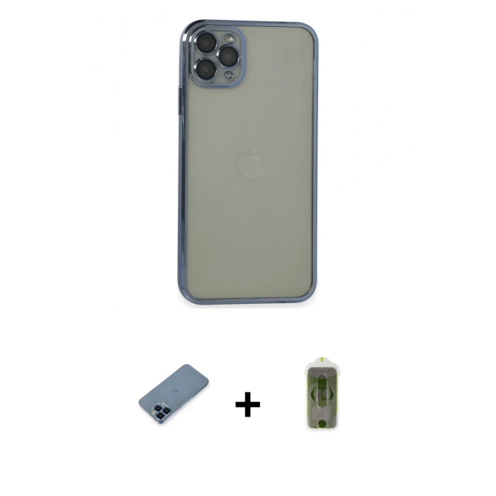 MARSİLYAN™- iPhone 11 Pro Max Kılıf Vadi Minimal - Siyah Joko Magic 5D Hayalet Cam + Metal Kamera Lens Koruma Cam - MI