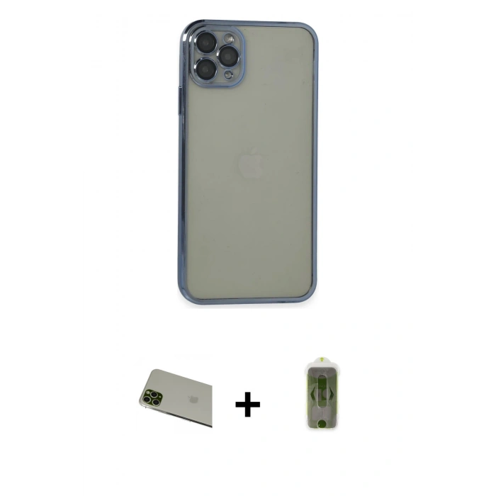 MARSİLYAN™- iPhone 11 Pro Max Kılıf Vadi Minimal - Siyah Joko Magic 5D Hayalet Cam + Rainbow Kamera Lens Koruma Cam - YL