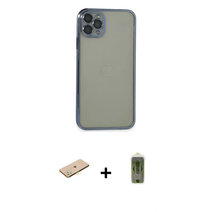 MARSİLYAN™- iPhone 11 Pro Max Kılıf Vadi Minimal - Siyah Joko Magic 5D Hayalet Cam + Renkli Kamera Lens Koruma Cam - SI