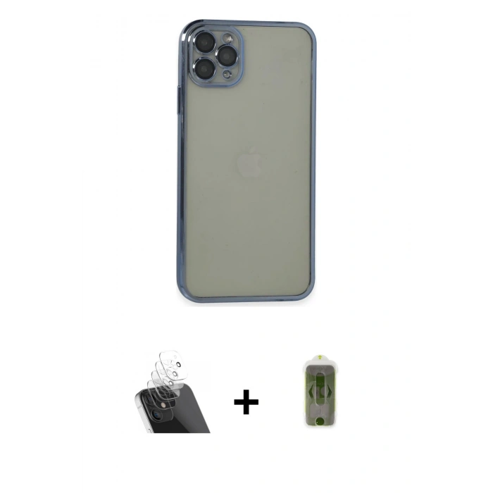 MARSİLYAN™- iPhone 11 Pro Max Kılıf Vadi Minimal - Siyah Joko Magic 5D Hayalet Cam + Kamera Lens Koruma Cam - SF