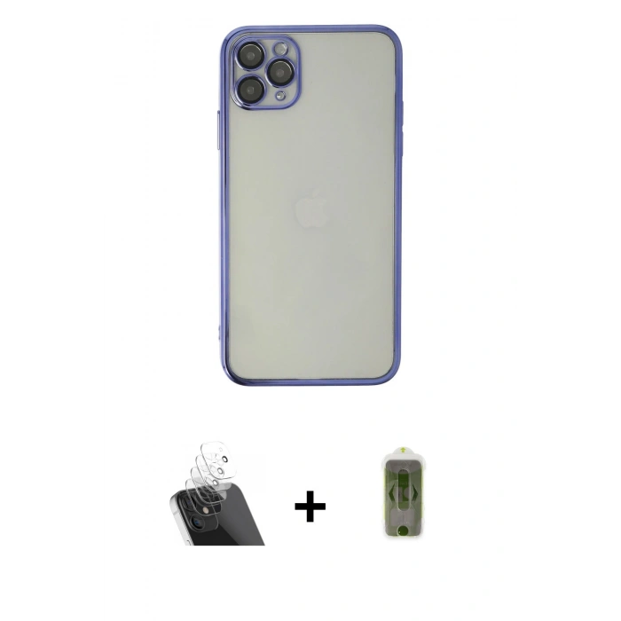 MARSİLYAN™- iPhone 11 Pro Max Kılıf Vadi Minimal - Siyah Joko Magic 5D Hayalet Cam + Kamera Lens Koruma Cam - SF
