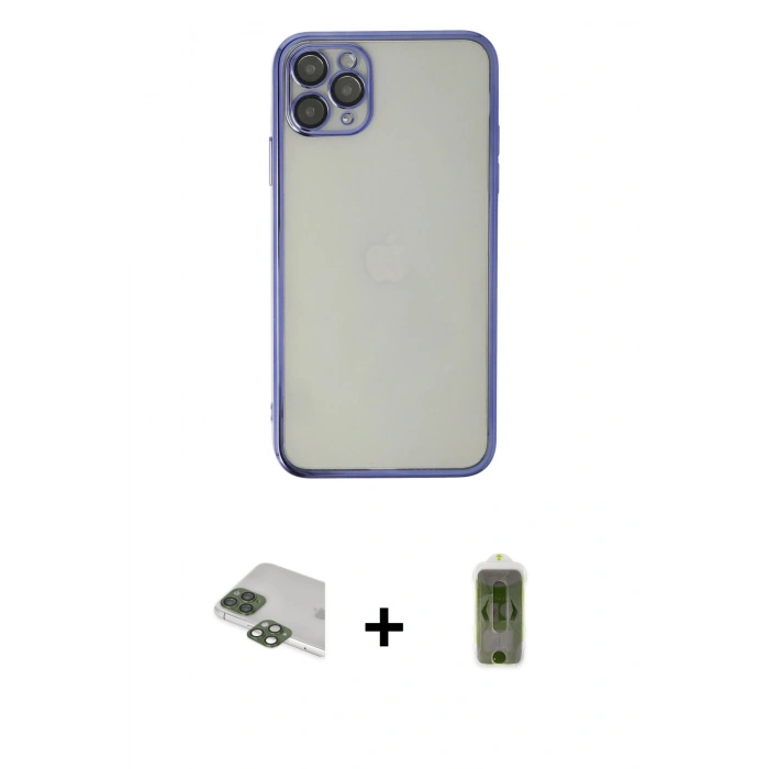 MARSİLYAN™- iPhone 11 Pro Max Kılıf Vadi Minimal - Siyah Joko Magic 5D Hayalet Cam + Yeşil Pers Alüminyum Kamera Lens