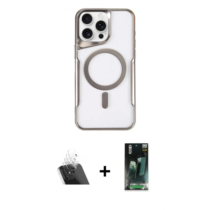 MARSİLYAN™- iPhone 11 Pro Max Kılıf Yadigar Klasik Özel Seri - Şeffaf 360 Full Body Arka Koruyucu + Kamera Lens Koruma Cam - SF