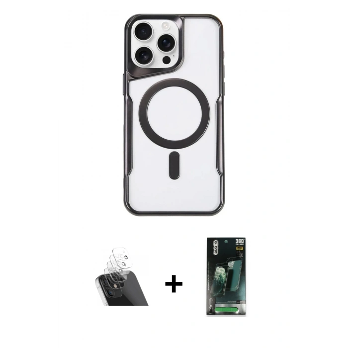 MARSİLYAN™- iPhone 11 Pro Max Kılıf Yadigar Klasik Özel Seri - Şeffaf 360 Full Body Arka Koruyucu + Kamera Lens Koruma Cam - SF