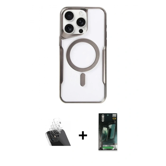 MARSİLYAN™- iPhone 11 Pro Max Kılıf Yadigar Klasik Özel Seri - Şeffaf 360 Full Body Arka Koruyucu + Kamera Lens Koruma Cam - SF