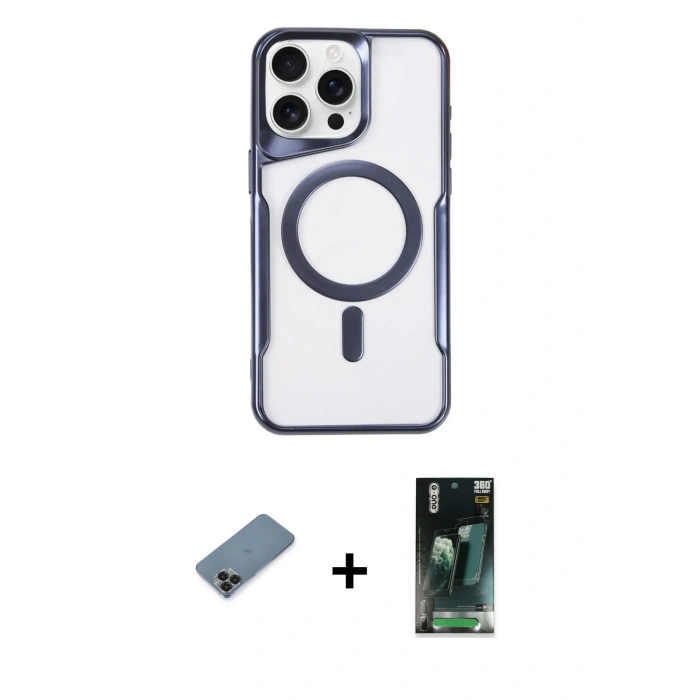 MARSİLYAN™- iPhone 11 Pro Max Kılıf Yadigar Klasik Özel Seri - Şeffaf 360 Full Body Arka Koruyucu + Metal Kamera Lens Koruma Cam - SH