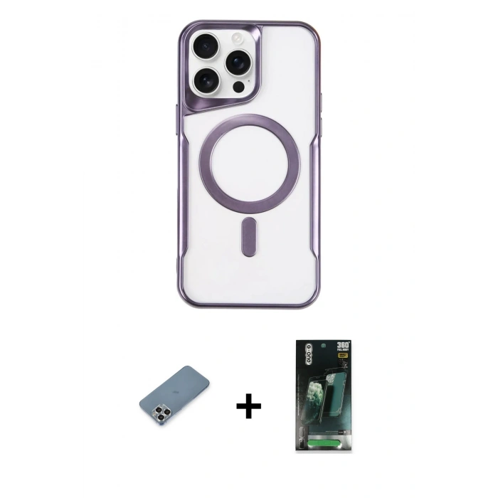 MARSİLYAN™- iPhone 11 Pro Max Kılıf Yadigar Klasik Özel Seri - Şeffaf 360 Full Body Arka Koruyucu + Metal Kamera Lens Koruma Cam - GS